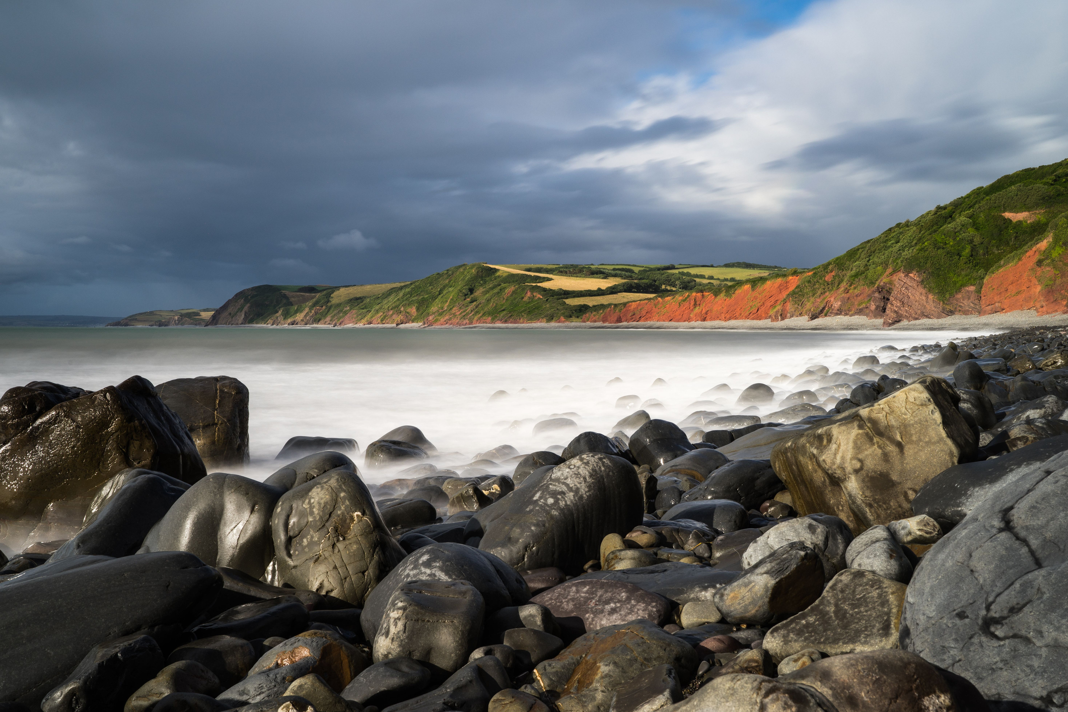 Rocks and Sea at Peppercombe Beach, Devon, England